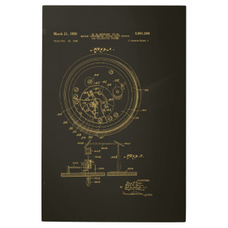 Vintage Marine Chronometer Gold Patent Poster