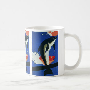 Vintage Marine Life, Dolphin and Goldfish Coffee Mug