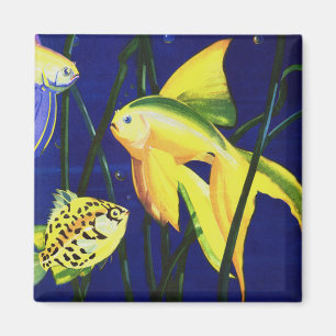 Vintage Marine Life Fish, Fancy Goldfish in Tank Magnet