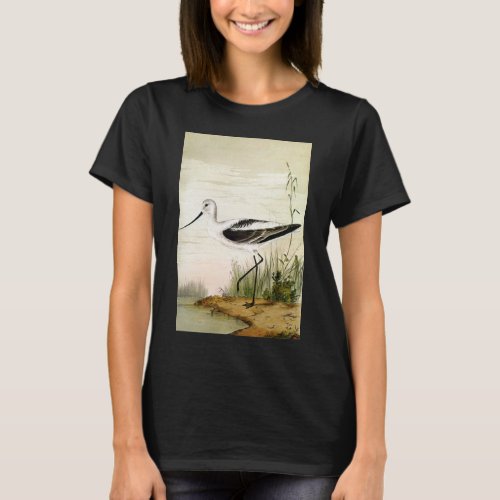 Vintage Marine Life Shorebirds Avocet Birds T_Shirt