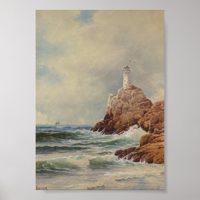 Vintage Marine Lighthouse Alfred Thompson Bricher Poster (Front)