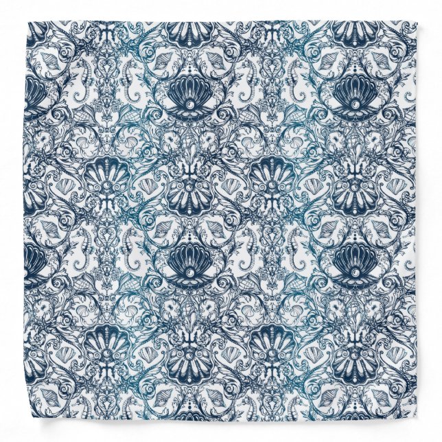 Vintage Marine Pattern Bandana (Front)