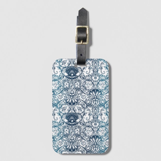 Vintage Marine Pattern Luggage Tag (Front Vertical)