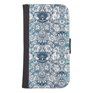 Vintage Marine Pattern Samsung S4 Wallet Case