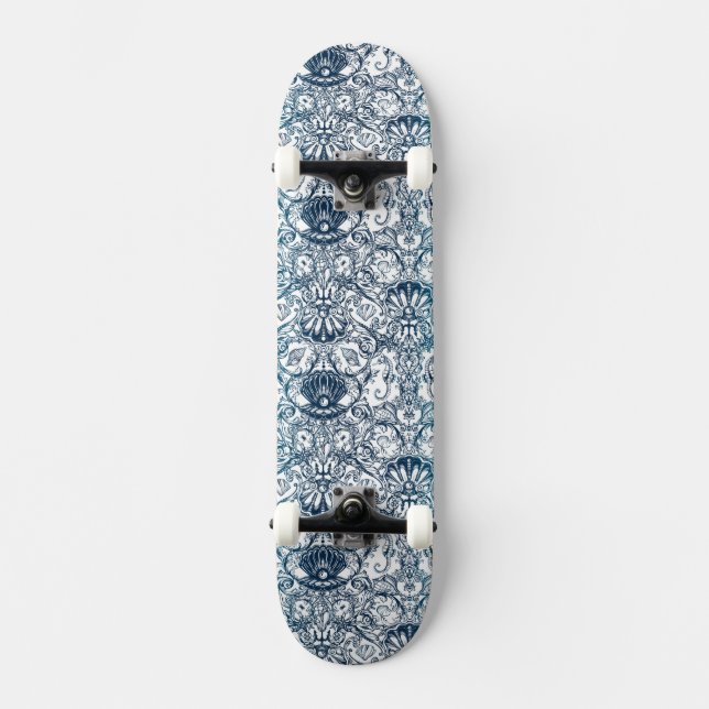 Vintage Marine Pattern Skateboard Deck (Front)