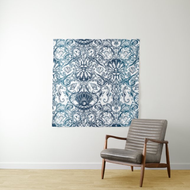 Vintage Marine Pattern Tapestry (In Situ (Horizontal))