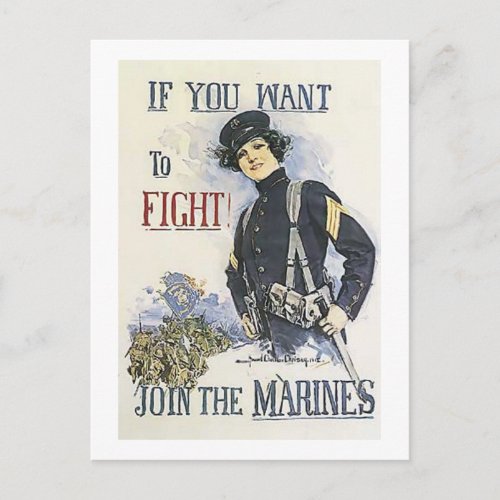 Vintage  Marine Recruiting Poster for Women Postcard
