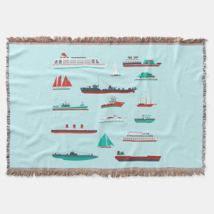 Vintage Maritime Fleet Woven Throw Blanket