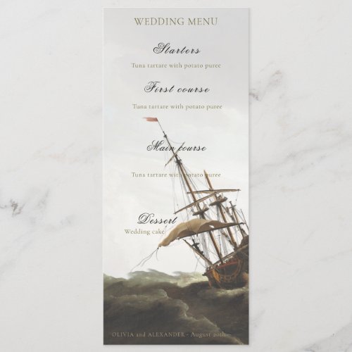 Vintage Maritime Nautical Ship Old Money Menu