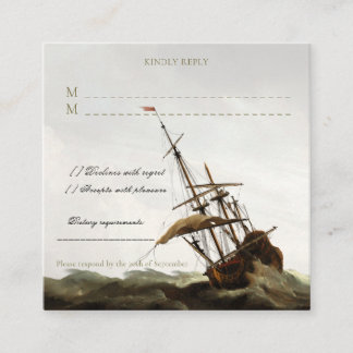Vintage Maritime Nautical Ship OldMoney RSVP Card