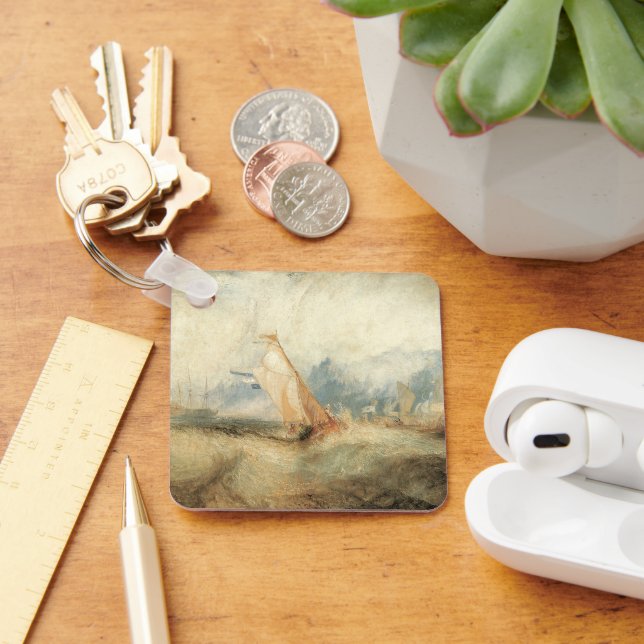 Vintage Maritime Ship Seascape by Joseph Turner Keychain (Desk)