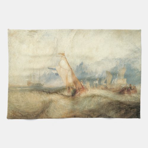 Vintage Maritime Ship Seascape by Joseph Turner Kitchen Towel