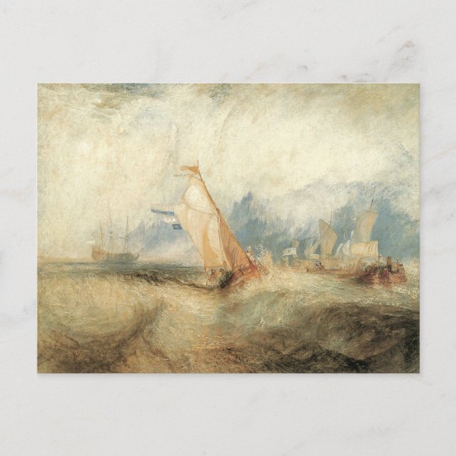Vintage Maritime Ship Seascape by Joseph Turner Postcard (Front)