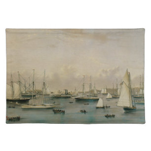 Vintage Maritime, Yacht Squadron at Newport Harbor Cloth Placemat