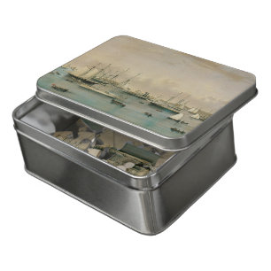 Vintage Maritime, Yacht Squadron at Newport Harbor Jigsaw Puzzle