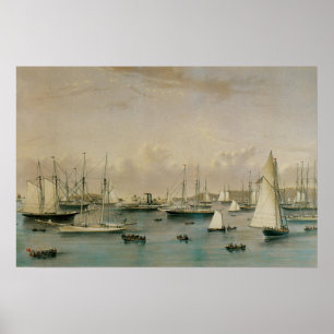Vintage Maritime, Yacht Squadron at Newport Harbor Poster