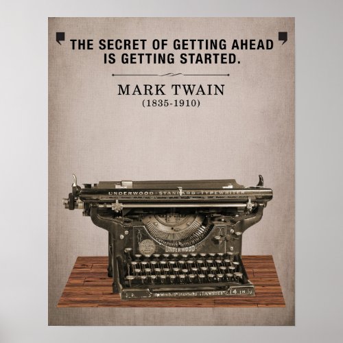 Vintage Mark Twain Quote and Typewriter Poster