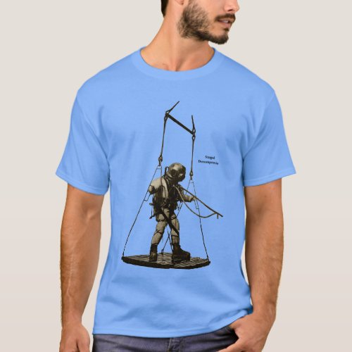 Vintage Mark V Diver with Diving Helmet on a Stage T_Shirt