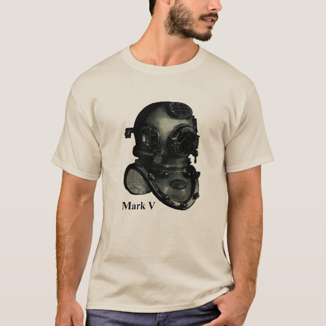 Vintage Mark V Diving Helmet Illustration T-Shirt (Front)