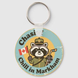 Vintage Markham Ontario Relaxing Raccoon Keychain