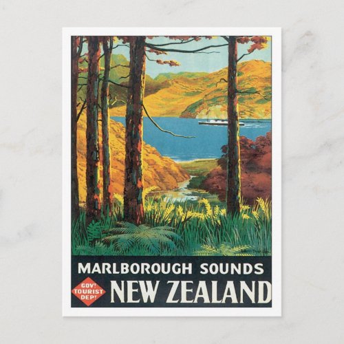 Vintage Marlborough Sounds New Zealand Postcard