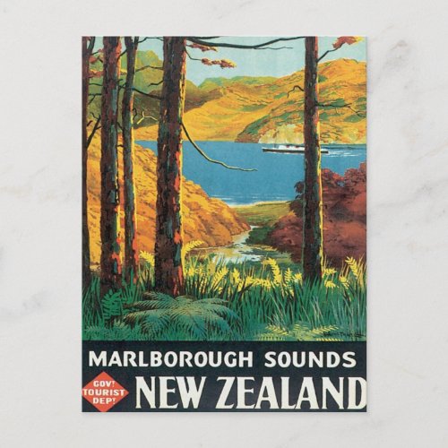Vintage Marlborough Sounds New Zealand Postcard