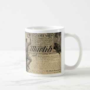Vintage Marlin Firearms Good Shot Ad Coffee Mug