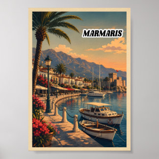 Vintage Marmaris Turkey Travel Poster Art Print