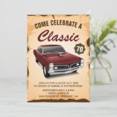 Vintage Maroon Red Car Classic Birthday Invitation (Standing Front)