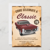 Vintage Maroon Red Car Classic Birthday Invitation (Front)