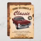 Vintage Maroon Red Car Classic Birthday Invitation