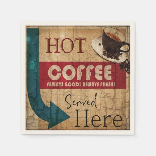 Vintage marquee coffee sign napkins