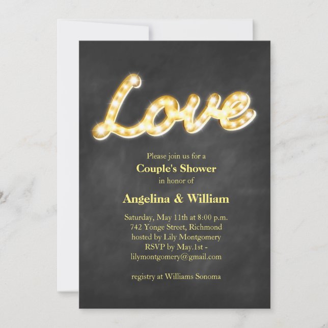 Vintage Marquee Lights Couple's Shower Invite (Front)