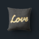 Vintage Marquee Lights Love Cushion - chalkboard<br><div class="desc">This is the perfect cushion for a sweetheart table,  bedroom or living room. Vintage marquee lighting spells the word love on a chalkboard background. Scroll down to see the coordinating wedding collection.</div>