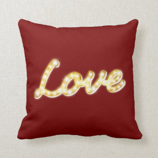 Vintage Marquee Lights Love Cushion - red
