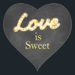 Vintage Marquee Lights Love is Sweet - chalkboard Heart Sticker<br><div class="desc">This is the coordinating Love is Sweet sticker for the Vintage Marquee Lights Wedding Collection. It makes a nice decoration for favors of sweet treats. Scroll down to see the complete collection.</div>