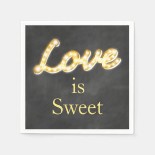 Vintage Marquee Lights Love is Sweet - chalkboard Napkins