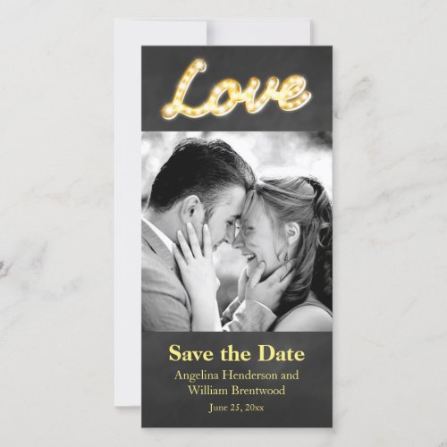 Vintage Marquee Lights Save the Date Photo Card