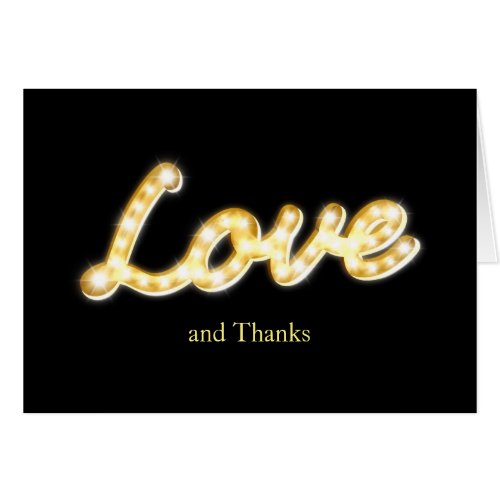 Vintage Marquee Lights Thank You Card _ black