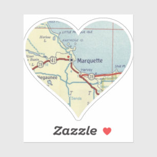 Vintage Marquette MI Map Sticker