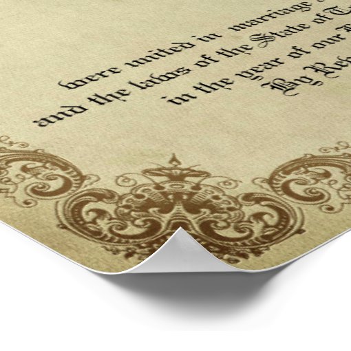 Vintage Marriage Certificate Poster | Zazzle