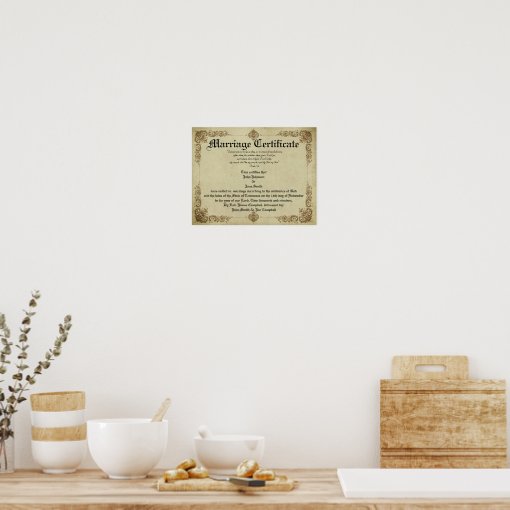 Vintage Marriage Certificate Poster | Zazzle