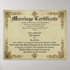 Vintage Marriage Certificate Poster | Zazzle