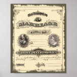 Vintage Marriage Certificate With Photo Frames Poster at Zazzle