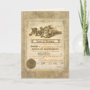 vintage Marriage Certificatle for anniversary Card