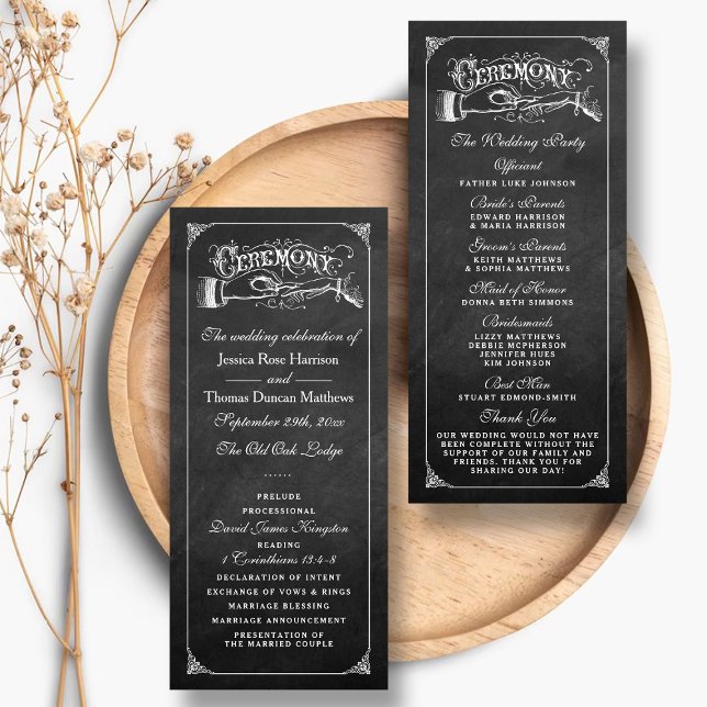 Vintage Marriage Chalkboard Wedding Program (Creator Uploaded)