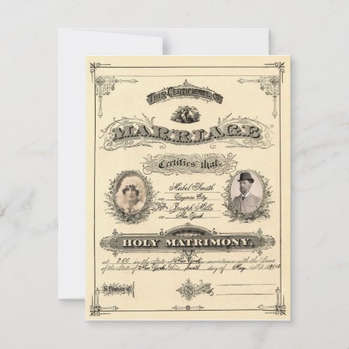 Vintage Marriage License Custom Invitation