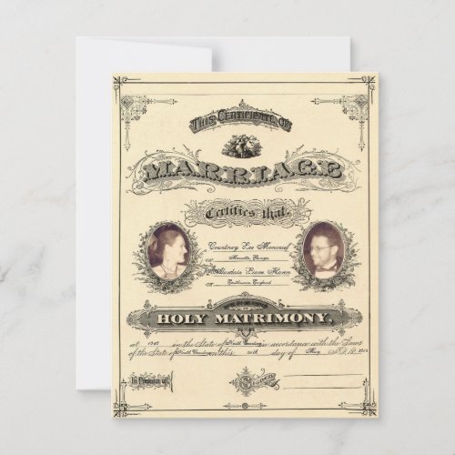 Vintage Marriage License (font Selfish) Personalized Announcement
