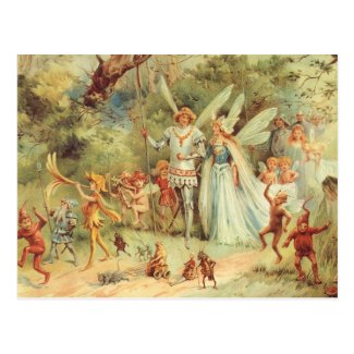 Vintage Marriage of Thumbelina and Prince Postcard