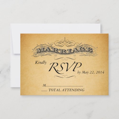 Vintage Marriage Paper Wedding Invitation RSVP